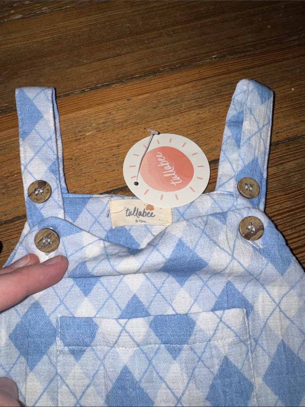 Tullabee Light Blue & White Argyle Overalls - Picture 2 of 2
